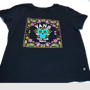 Vans Off The Wall Skull Floral Tee T-Shirt Top Womens Sz S